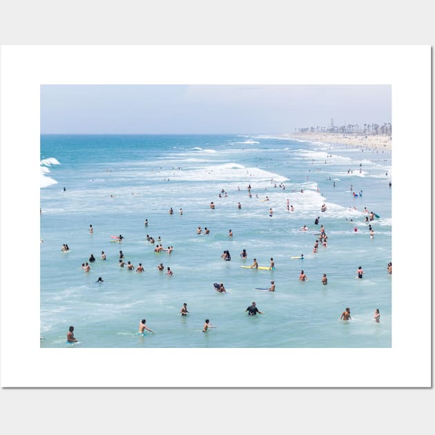 Photograph of crowded Huntington Beach in California, United States Wall Art by keeplooping